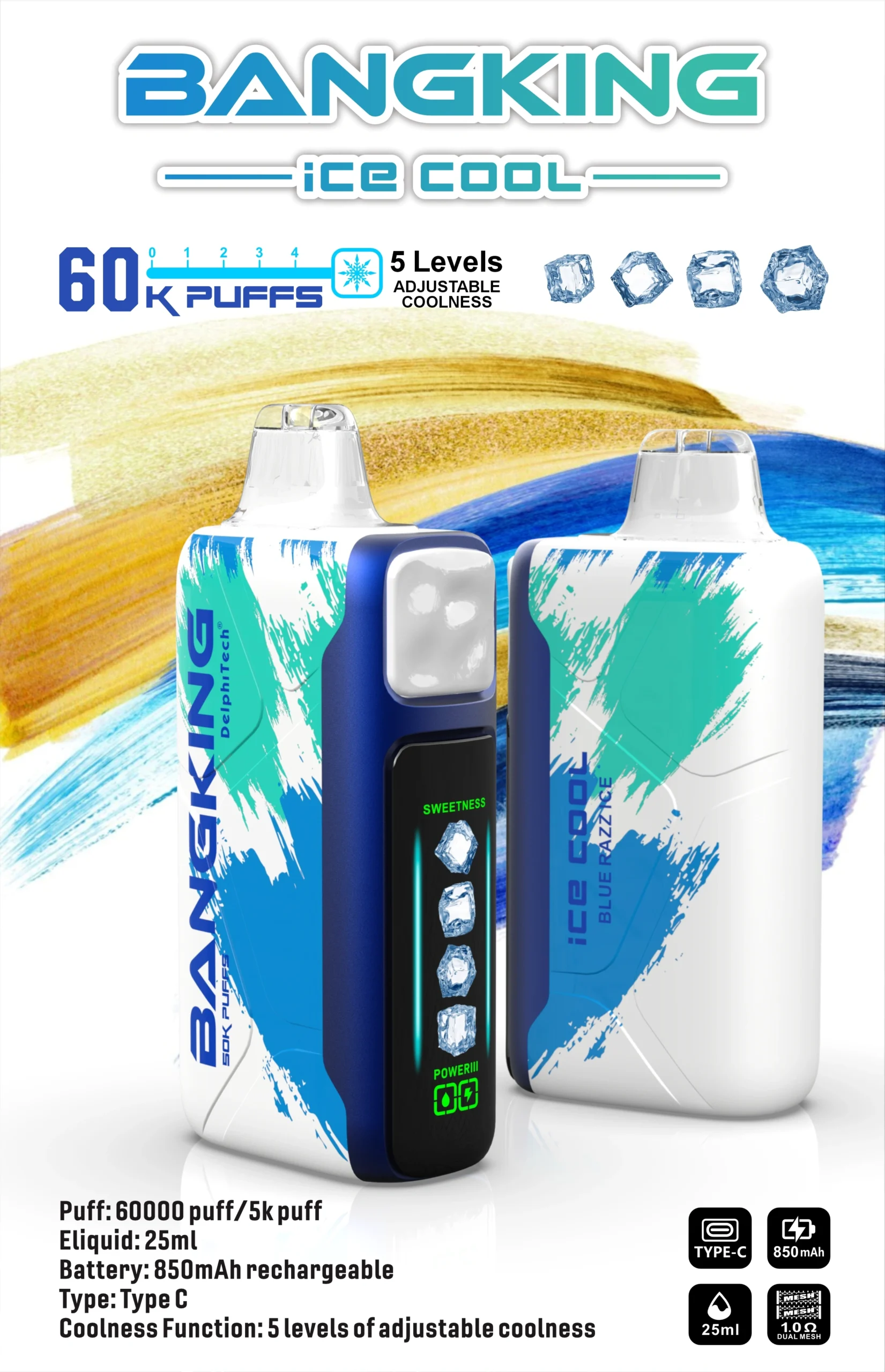 BANGKING Ice Cool 60000 口拋棄式電子菸 實體照片